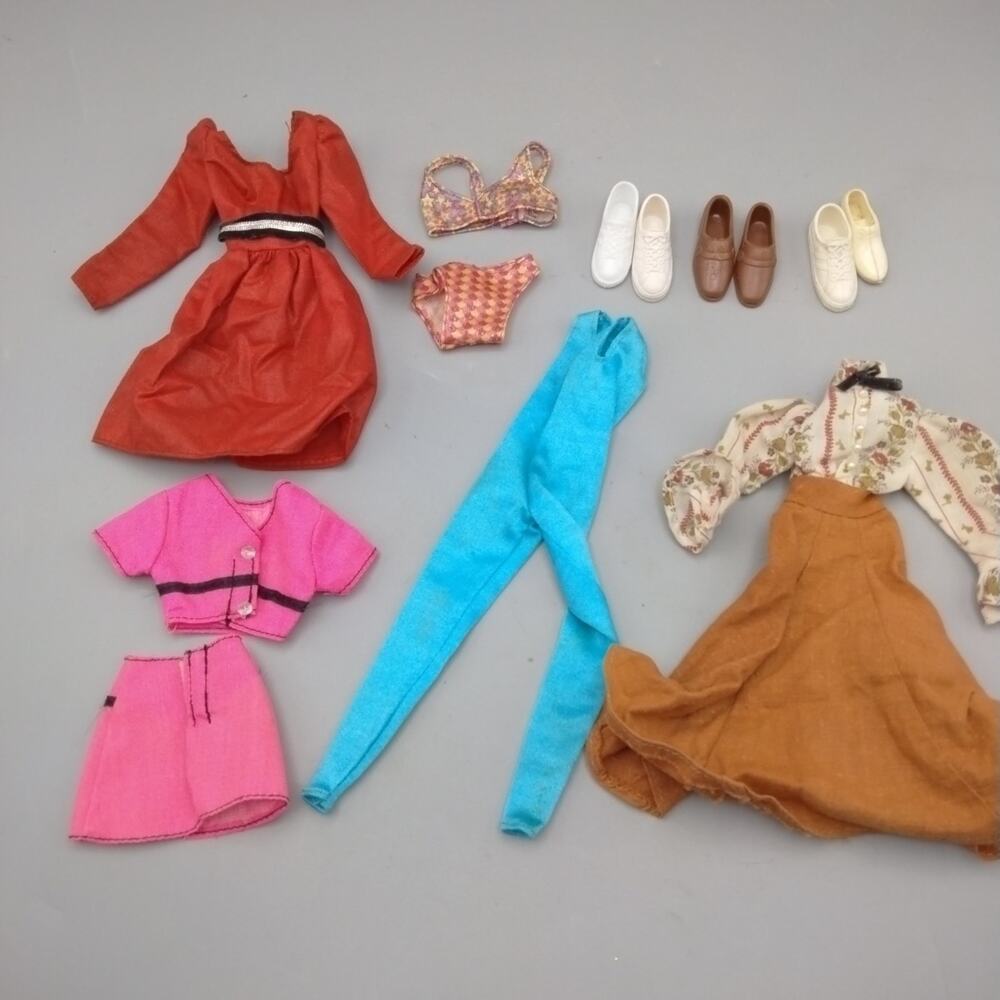 13 Pc Lot Vtg Barbie & Jody Doll Clothing Dresses Ken Shoes